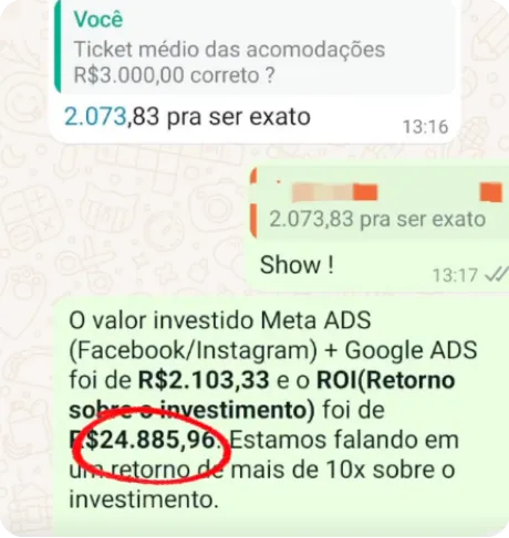 Print de resultado enviado por cliente da Nonaka ADS