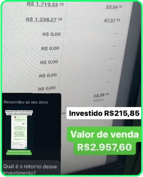 Print de resultado enviado por cliente da Nonaka ADS